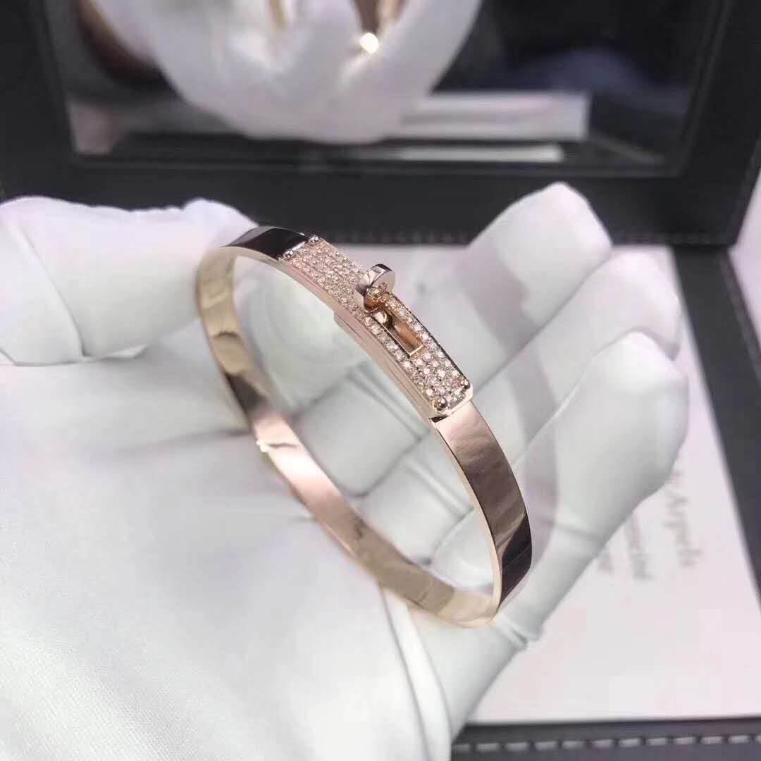 Hermes Kelly Bracelet 18k Rose Gold with Diamonds