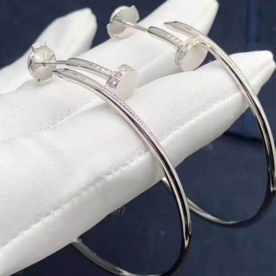 Cartier Juste un Clou Diamond 18k White Gold Hoop Earrings