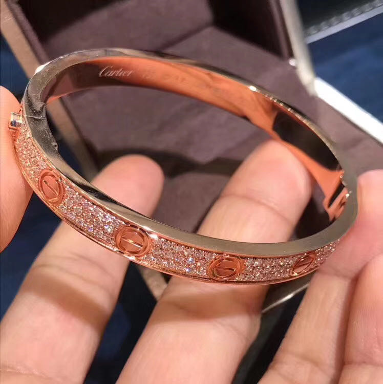 18K Pink Gold Cartier Love Bracelet 204 Diamond-Paved N6036917