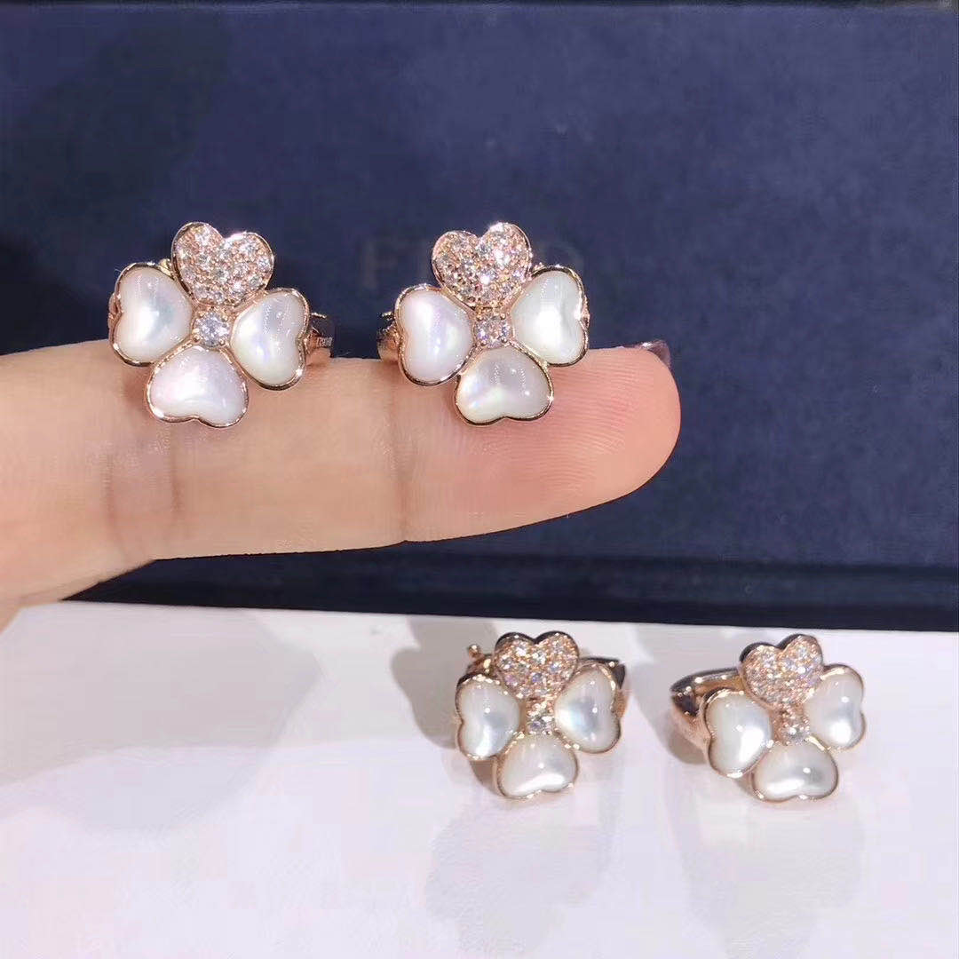 Van Cleef & Arpels Medium Cosmos Earrings 18k Pink Gold with Diamonds & Mother-of-Peal VCARO5BZ00