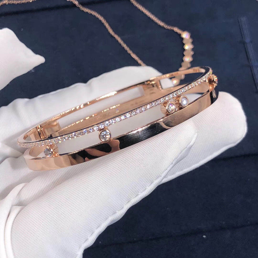 Messika Move Romane Diamond Bangle Bracelet 18k Pink Gold