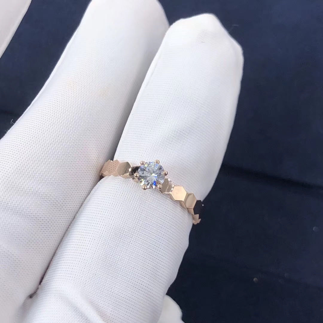 Inspired 18k Pink Gold Chaumet Bee My Love solitaire diamond engagement ring