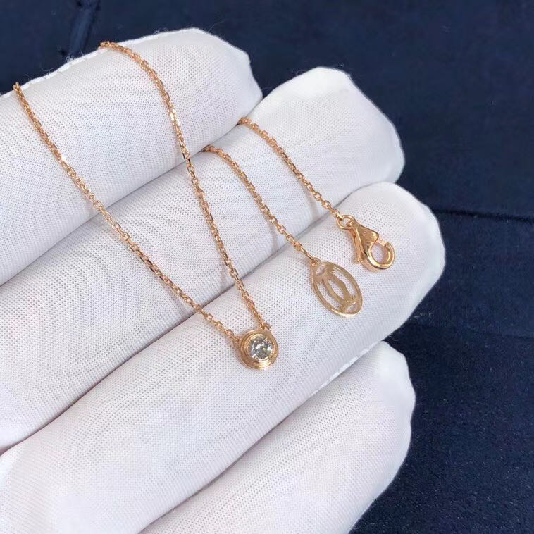 Large Model 0.18ct Cartier Diamants Légers Necklace Pink Gold