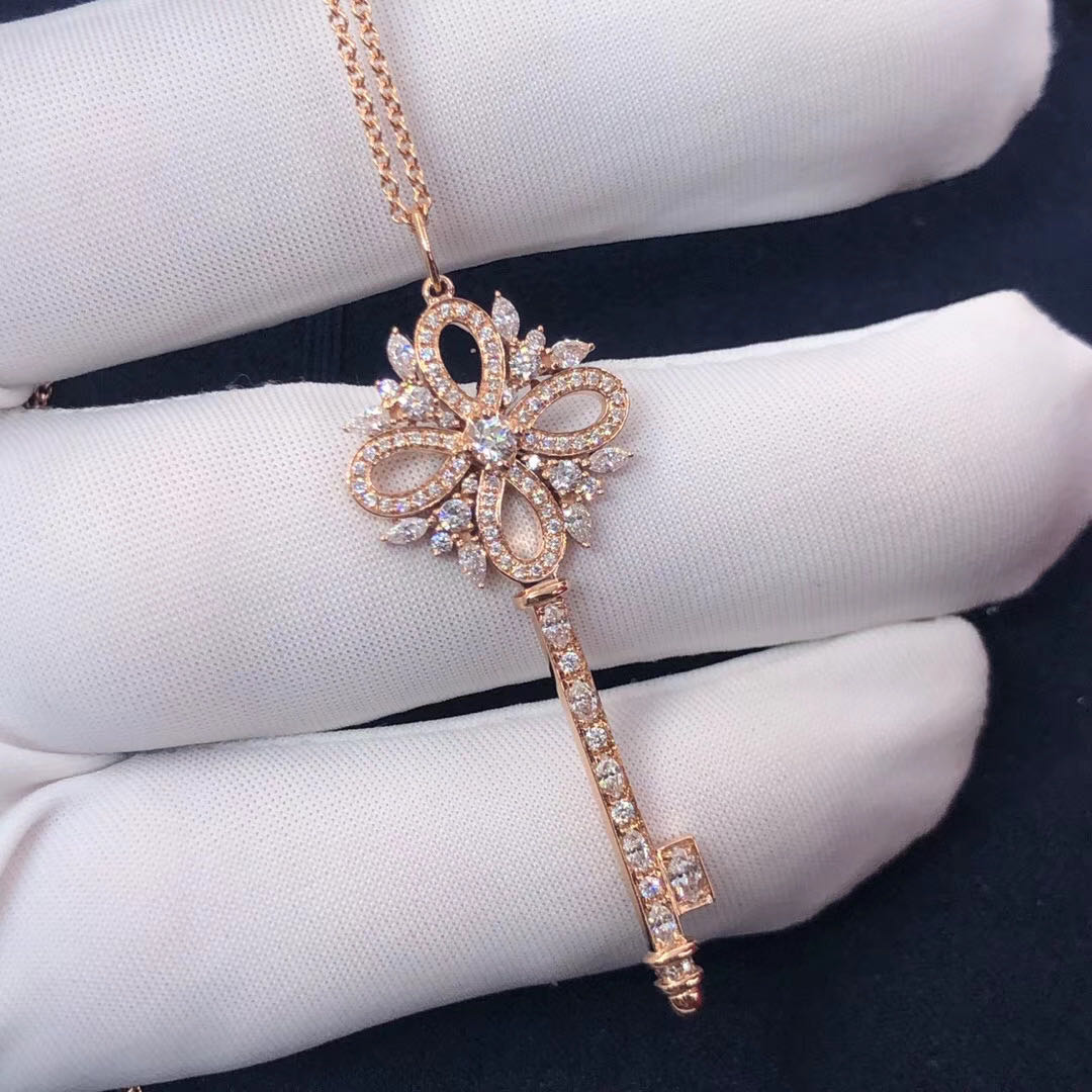 Inspired Tiffany Victoria Key Pendant Platinum with diamonds