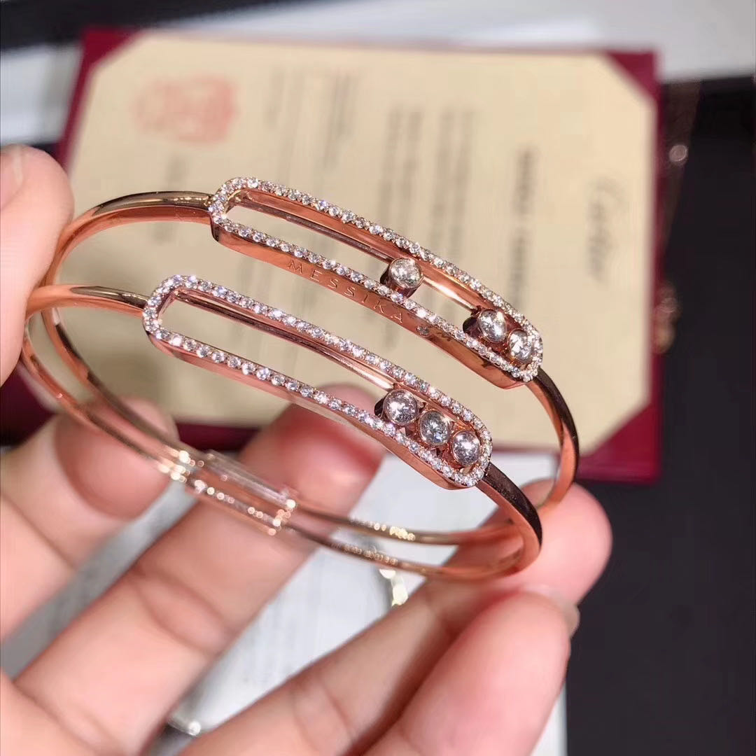 Inspired Messika Move Pavé Thin Bracelet 18k Pink Gold