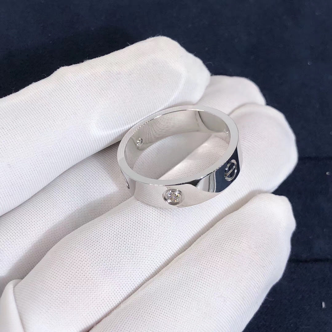 Cartier 18K White Gold 3 Diamonds Love Ring B4032500
