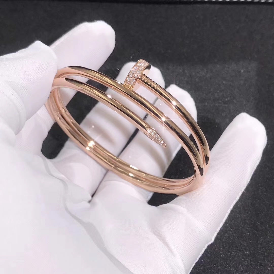 Cartier 18K Pink Gold Juste Un Clou Double Row Diamond Bracelet N6708417