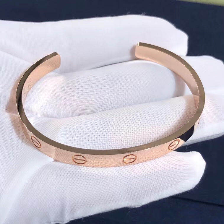 Custom Made 18K Pink Gold Cartier Open Cuff Love Bracelet B6032617