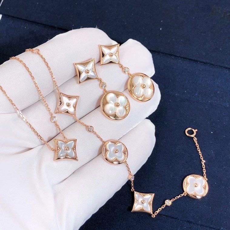 Custom Made Louis Vuitton Blossom Series 18K Rose Gold With Diamond Sets Necklace&Earring&Bracelet
