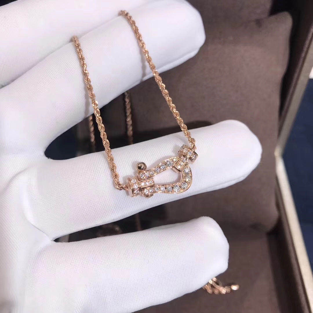 Fred Force 10 Series 18K Rose Gold With Diamond Necklace 7B0234