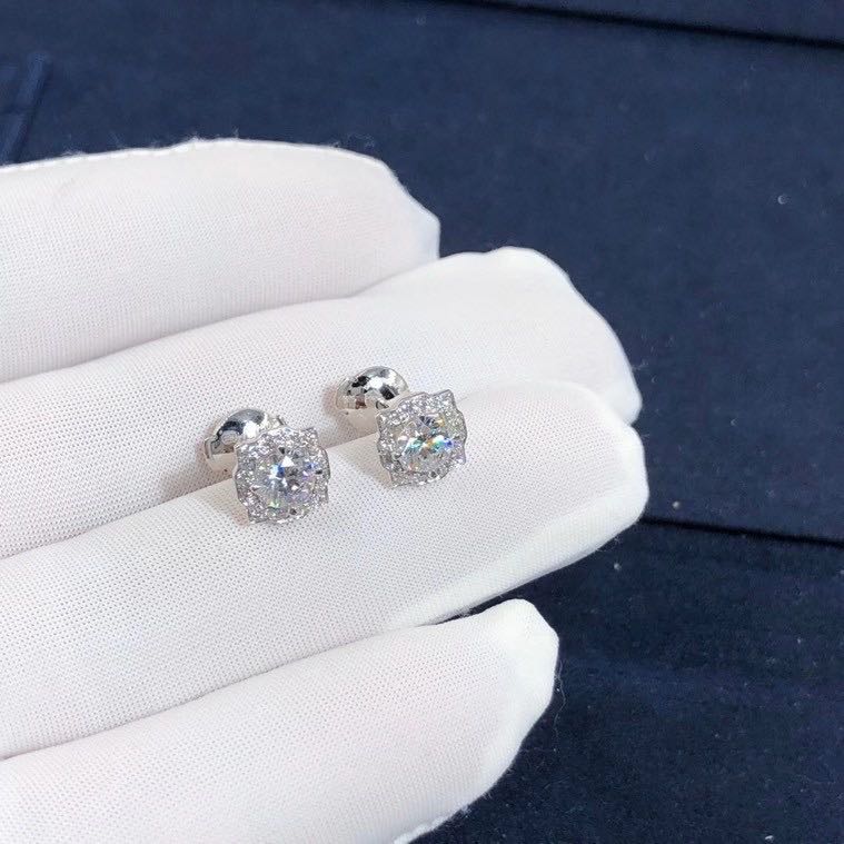 Harry Winston Bell Series Round Bright Cutting 18K White Gold Full Diamond Earing ESDPRDP005BEL