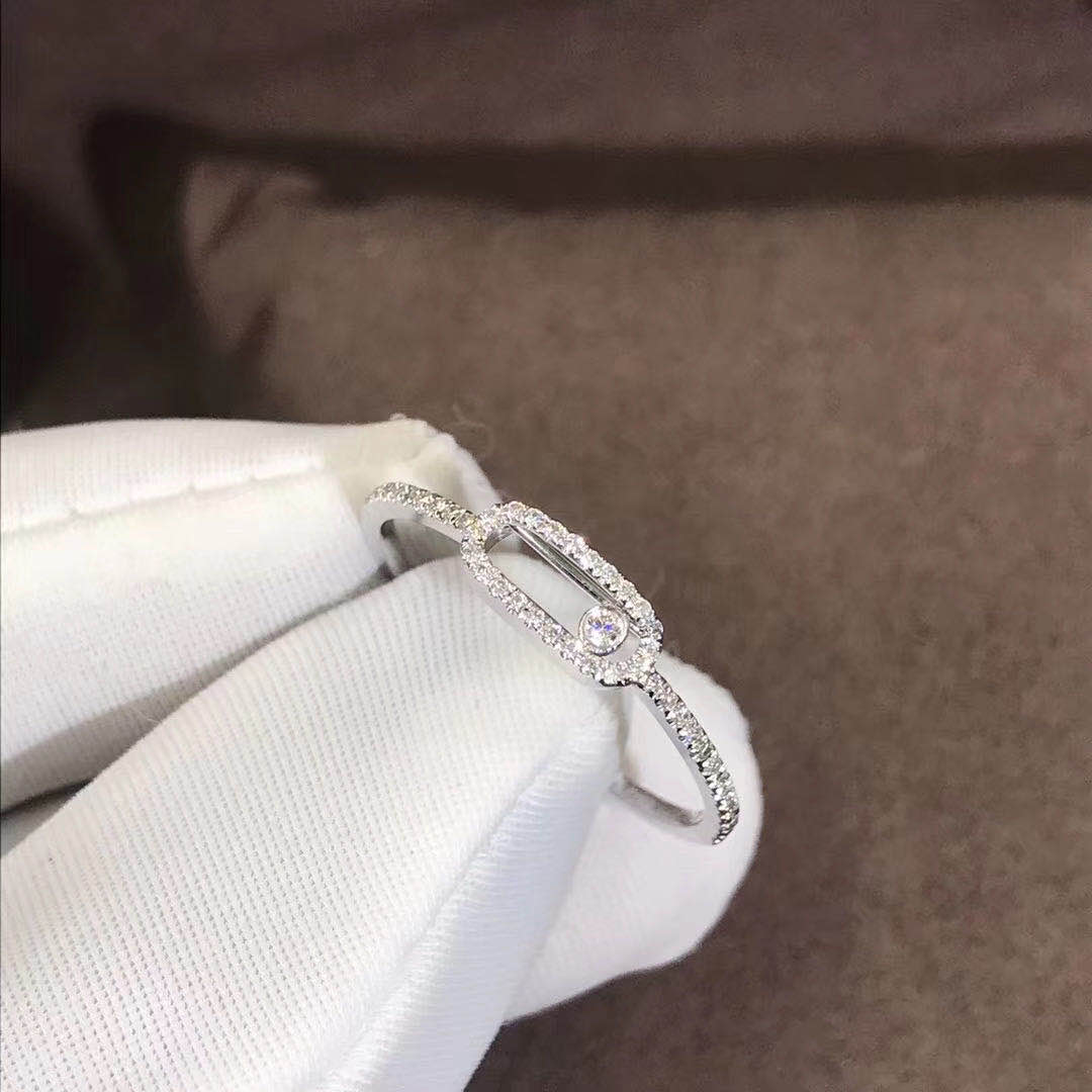 Messika Single Move Diamond Ring Fashion Lover Full Diamonds Ring in White Gold