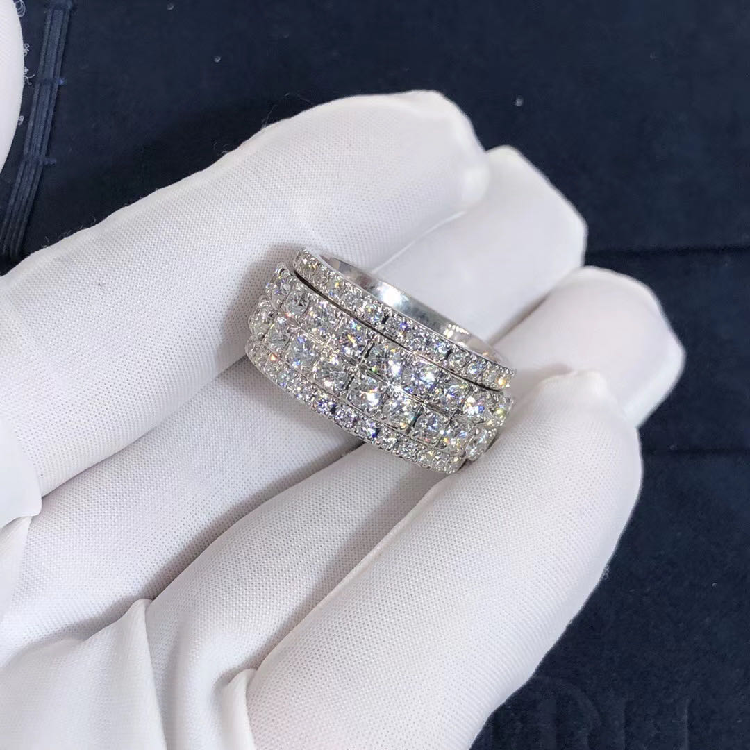 Piaget Possession Ring 18K White Gold Four Circle Full Diamonds G34PY900