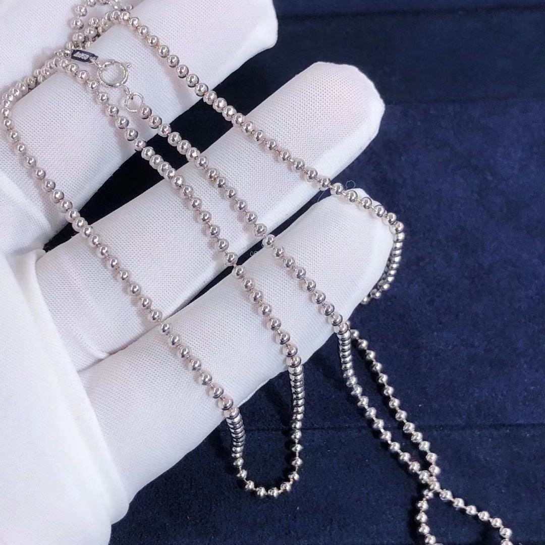 Tiffany & Co. 18K White Gold Beaded Chain Necklace