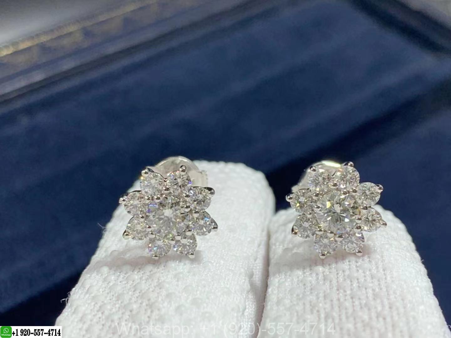 Harry Winston Sunflower 18K White Gold Round Brilliant Diamond Earrings