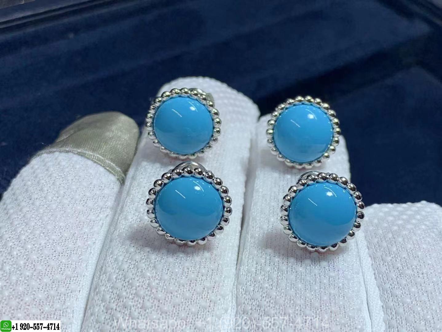 Van Cleef & Arpels Perlée Couleurs 18K White Gold Turquoise Earrings VCARP4DT00