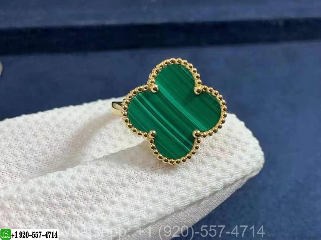 Van Cleef & Arpels 18k Yellow Gold Malachite Magic Alhambra Ring VCARO3AV00