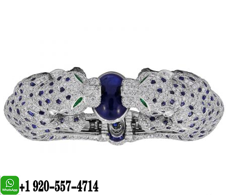 CARTIER Diamond, Sapphire Two Panther Head Bracelet