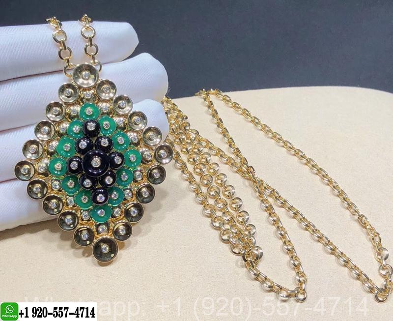 Van Cleef Arpels Bouton D’or Pendant with Detachable Brooch 18K Yellow Gold, Chrysoprase, Onyx, Diamonds VCARO9MU00