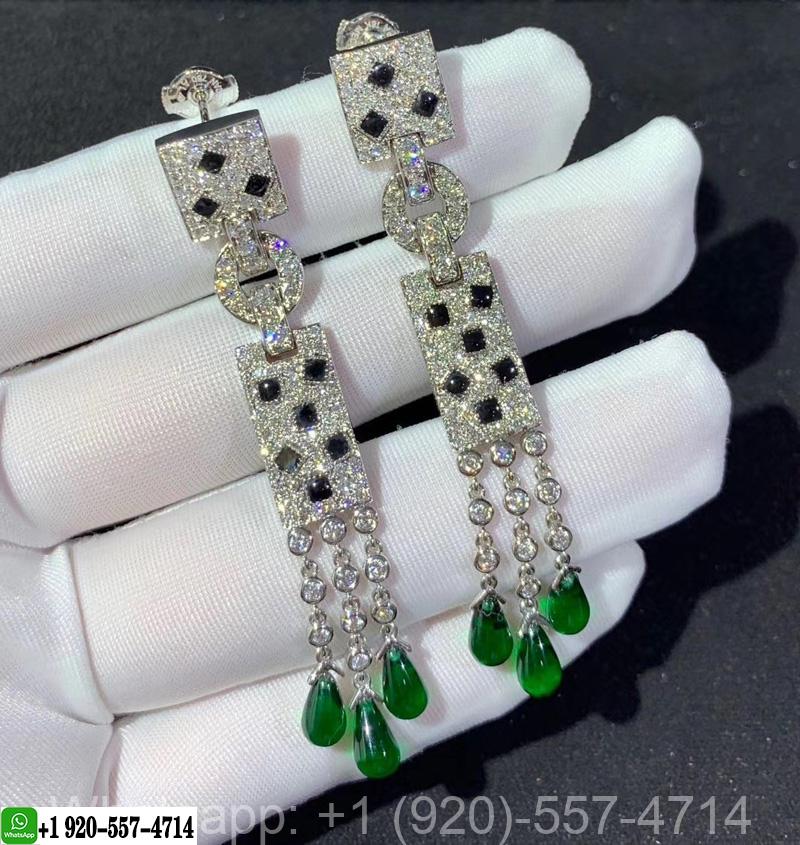 Cartier 18K White Gold Panthère de Cartier 3 Emerald Drop Earrings N8026900