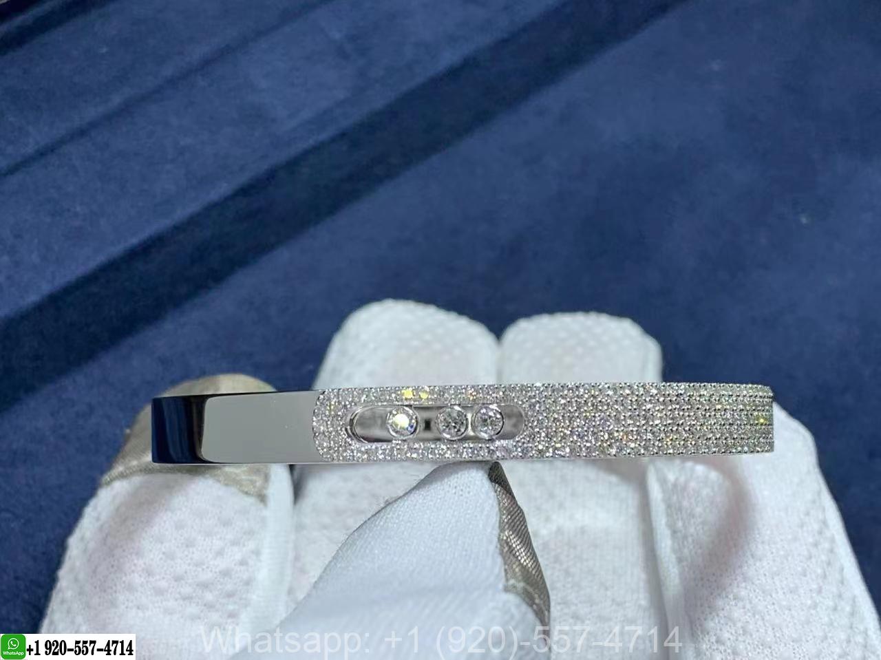 Messkia 18K White Gold Move Noa Pave Diamond Bangle Bracelet