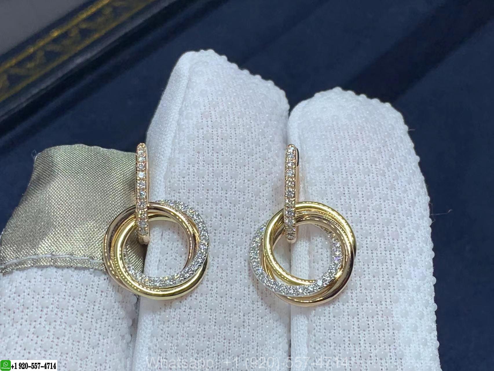 Trinity 18ct rose, white and yellow-gold and diamond earrings B8301259